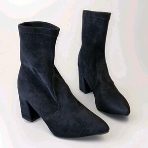 Women's Stretch Micro Suede Pull-on Ankle Bootie US 8.5/ EU 39‎ Black